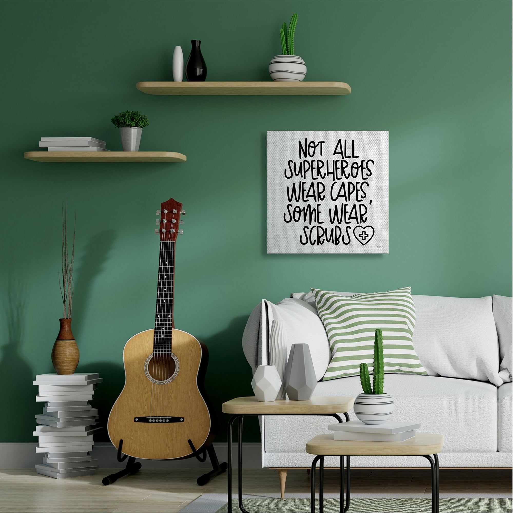 Some Superheroes Wear Scrubs Healthcare Appreciation Typography Gallery-Wrapped Canvas Print Wall Art, 17x17