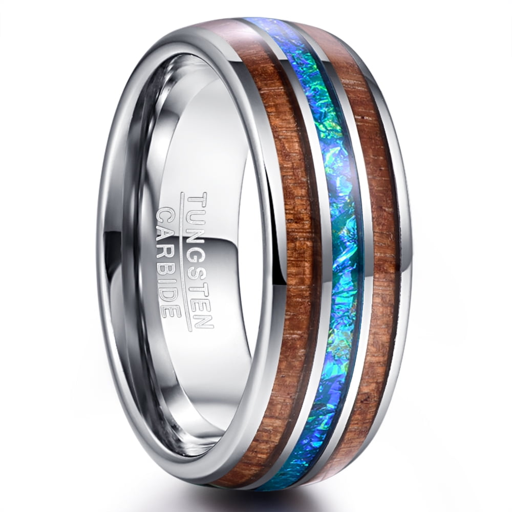 Size 7-14 Matte Center Stainless Steel 8mm Domed Spinner Wedding Band Ring 
