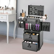 Lockable Rolling Makeup Train Case Hairdressing Cosmetic Travel Case with Wheels