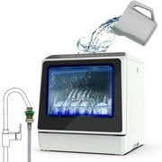 Lave-vaisselle portable de comptoir, 5 programmes de lavage, réservoir d'eau intégré de 3 tasses, spray cyclone 3D