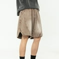 thumbnail image 4 of YLSDY Fashion Men's Vintage Denim Shorts Baggy Jean Shorts Wide Leg Elastic Drawstring Waist Baggy Jorts Streetwear Coffee XXXL, 4 of 9