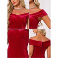 thumbnail image 5 of DARING DIVA Women's Velvet Off the Shoulder Cocktail A-Line Dress M Red, 5 of 6