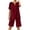Wine, variant on 2 Piece Short Sets for Women Summer Outfits Casual Wide Leg Blouse with Pockets and Elastic Pants Summer Sets V Neck Shirt Trousers Fashion Streetwear