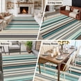 thumbnail image 5 of Teal Blue Striped Area Rugs 5'x7', Washable Small Throw Rugs for Laundry Room Playroom, Farmhouse Stripes Modern Abstract Art Indoor Outdoor Rug Non-Slip Low Pile Carpet Runner Reversible Floor Mats, 5 of 8