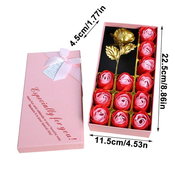 Têtes de Roses en Savon Parfumées pour la Saint-Valentin – Ensemble de 12 Pcs de Fleurs Artificielles avec 1 Longue Tige de Rose, Cadeau Décoratif Romantique pour Elle, Maison et Bain