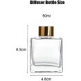 thumbnail image 2 of 2PCS 50ml/1.7oz Empty Clear Glass Diffuser Jars with Gold Cap Small Square-Shaped Essential Oil Container Fragrance Accessories Use for DIY Replacement Set, 2 of 9