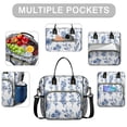 thumbnail image 2 of OBREWU Blue Floral Pattern Women's Insulated Leakproof Large Lunch Bag, Oxford Cloth, 2 of 7