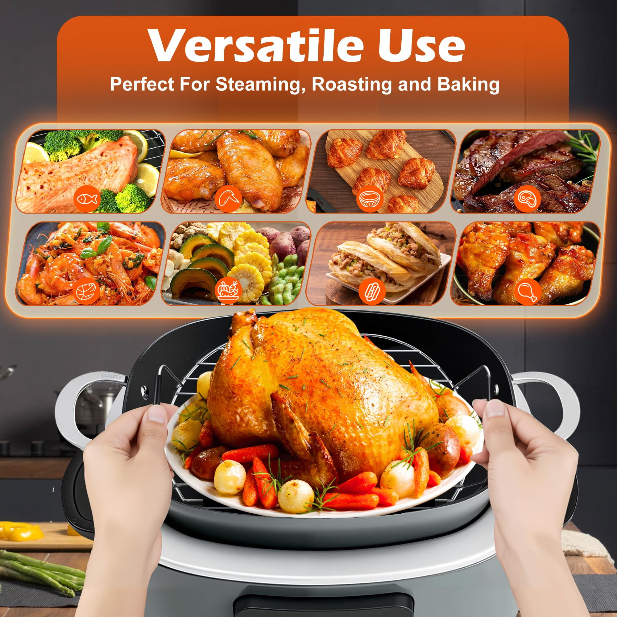 Roast and Steamer Rack Compatible with Ninja Foodi Possible Cooker Pro 8.5 Quart MC1000, MC1001