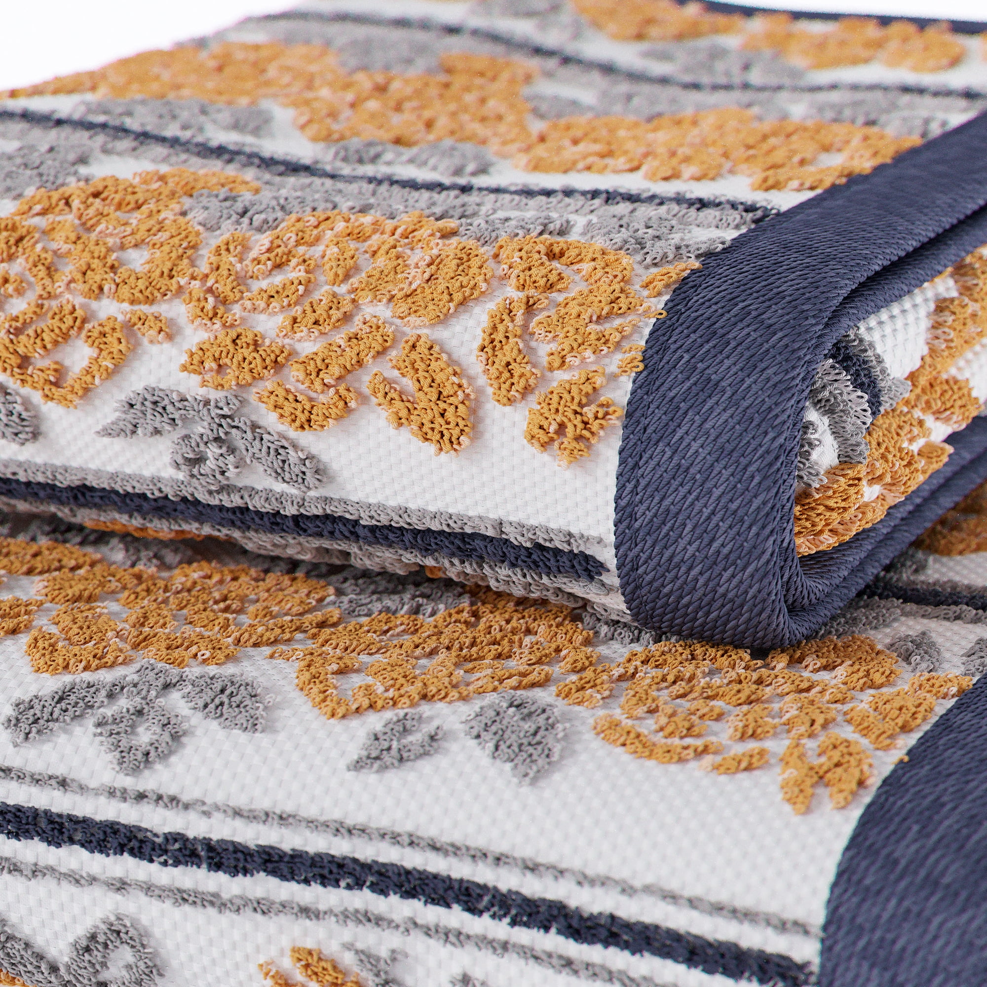 Beautiful by Drew Barrymore Wallpaper Hand Towel, Soft 100% Cotton, Amber Yellow