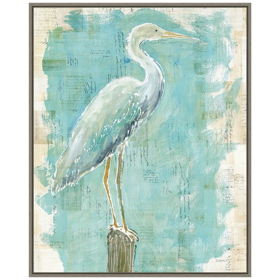 Amanti Art Coastal Egret I v2 Framed Canvas Wall Art Print