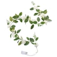 Artificial Rose Climber String Lights with Green Leaves, Berries, and ...
