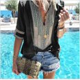 thumbnail image 1 of Nuevo estilo étnico con cuello en v damas casual camiseta Eccomum Negro 2XL, 1 of 6