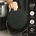 thumbnail image 5 of NOGIS Non-Stick Reusable 2PCS Air Fryer Liners 9” inch Heat Resistant Round Silicone Air Fryer Mats - BPA Free Anti-Slip - Steamer Liners Basket Mats for Kitchen Baking Food Steamer, 5 of 8