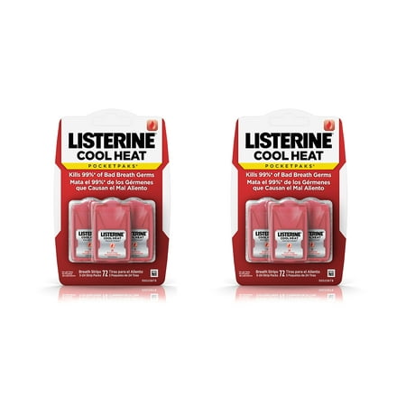 (6 pack) Listerine Cool Heat Pocketpaks Breath Strips, 72 count