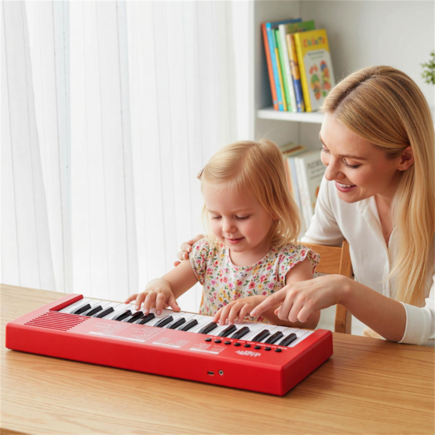 Red 37 Keys Kids Electronic Keyboard with Microphone, 8 Tones & 8 Rhythms Piano Toy for Ages 3+