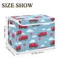 thumbnail image 5 of Yayeee Collapsible Cube Storage Bin with Lid Fabric Closet Decorative Basket with Handles, Red Cartoon Truck Pattern, 5 of 7