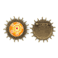 thumbnail image 1 of Orange volumen México totems antigua civilización dibujo Pin de gancho de metal vintage con forma de sol Unbranded M, 1 of 3