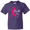 thumbnail image 3 of Inktastic Faith Over Fear Breast Cancer Awareness with Pink Ribbon Youth T-Shirt, 3 of 5