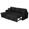 thumbnail image 5 of Paisley Black Linen Fabric Reversible Sleeper Sectional Sofa w/ Storage Chaise, 5 of 9