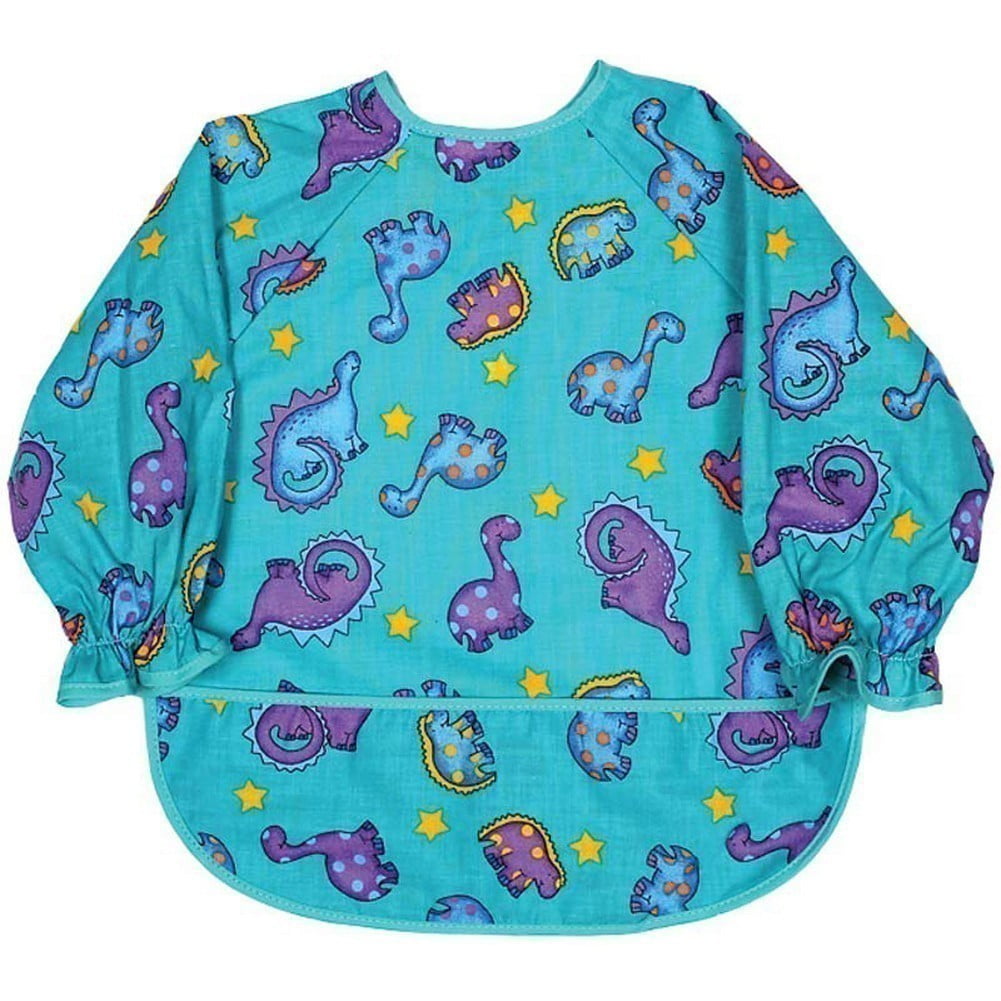 Raindrops Unisex Baby Long Sleeve Print Bib-Jade Dinosaur Boy Print by Raindrops