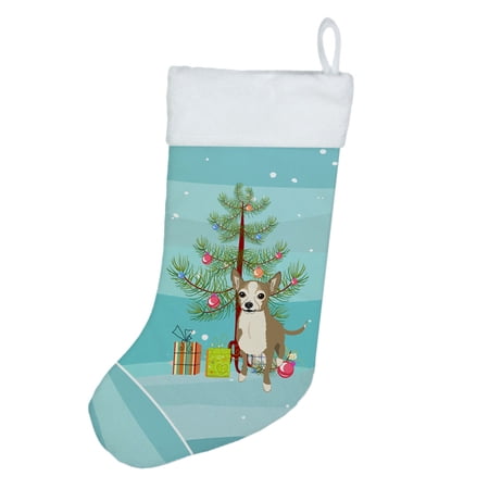 Chihuahua Silver and Tan Christmas Christmas Stocking 13.5 in x 18 in