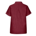 thumbnail image 4 of Knosfe Button Down Shirts Women 2024 Dressy Casual Blouses Short Sleeve Linen Collared T Shirts Loose Plain Tees Tshirt Wine 5XL, 4 of 5