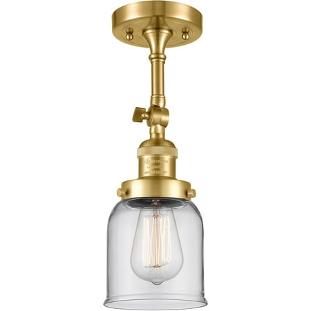 

Satin Gold Tone Semi Flush 5 Wide Steel/Cast Brass/Glass Medium Base LED 1 Light Fixture