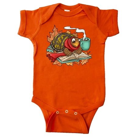 

Inktastic Autumn Turtle in Leaves with Scarf Book and Cocoa Gift Baby Boy or Baby Girl Bodysuit