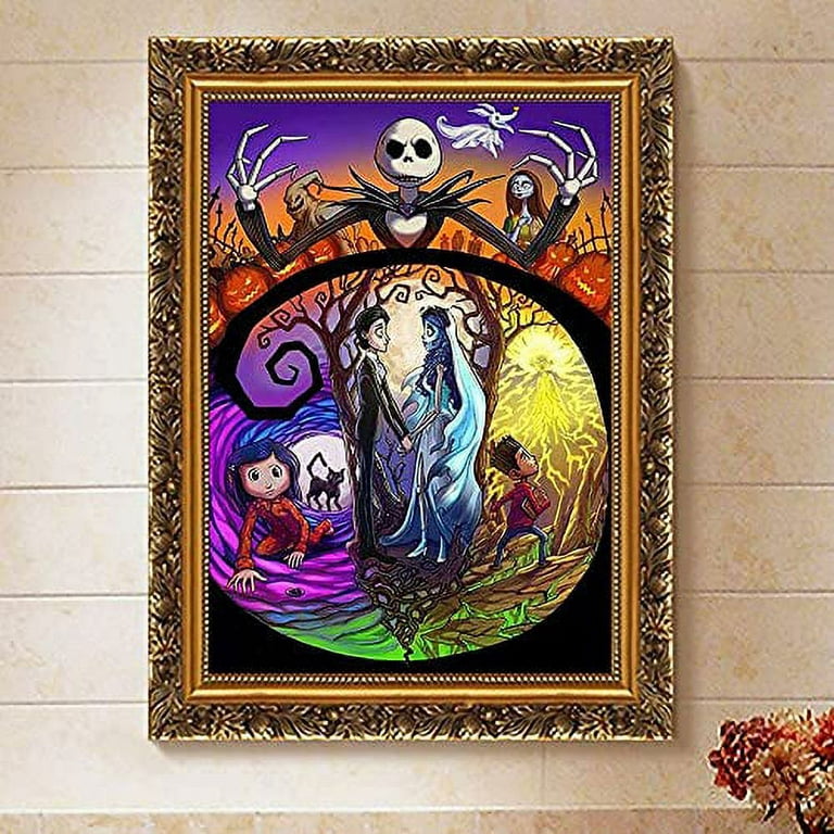 DIY Diamond Painting Jack and Sally Halloween 12x16Inch, Full Round Drill  Kits Nightmare Before Christmas Cross Stitch Mosaic Art for Adults Relax &  Home Wall Decor Festival Gift 
