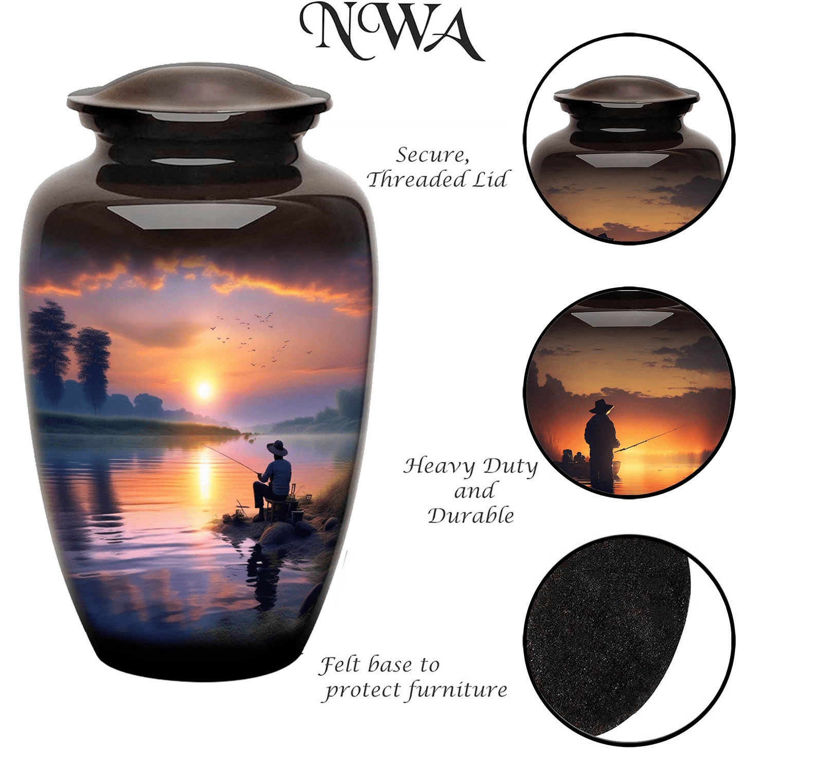Fishing Man urn, Pictured Cremation Urn for Human Ashes, Completely Handicrafted with,Gone Large Cremation Fishing Urns for Human Ashes Adult Male Female - 200 Lbs Decorative Men Urn Fishing