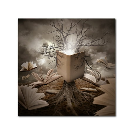 Trademark Fine Art -Angela Waye 'Old Tree Reading Story Book' Canvas Art - 18''x18''