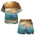thumbnail image 3 of Water Splash Ripple 2 Pack Women’s Pajama Set Print Sleepwear And Shorts Y2k Loungewear Sets S-5XL, 3 of 7