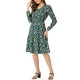 thumbnail image 2 of INSPIRE CHIC Women's Floral Print Swing Long Sleeve V-Neck Midi Dress, 2 of 5