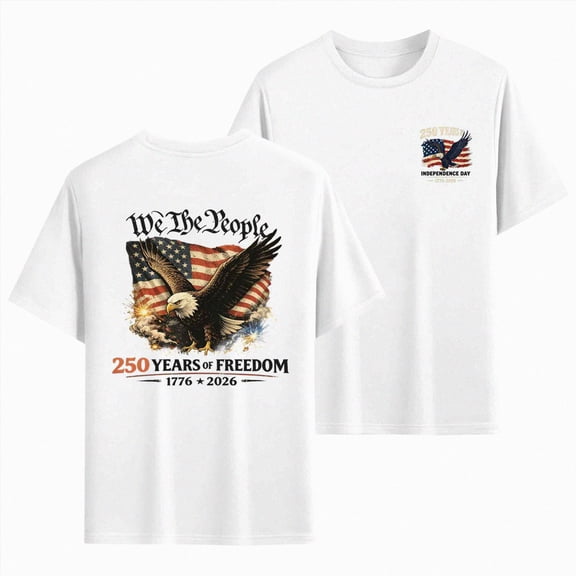 Ramiter 250 Anniversary USA Shirt Men USA 250th Anniversary Shirt Patriotic American Flag Eagle Tops 1776-2026 Tshirt(White,2XL)