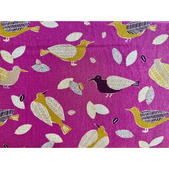 Bird‑Bird Cotton Linen Canvas Pink Fabric – Designed by Robert Kaufman – 43" Wide – Half Yard