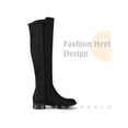 thumbnail image 3 of BLISSFUL STEP Women's Boots Faux Suede Knee High Chunky Heel Round Toe Zipper Boots Black 6, 3 of 6