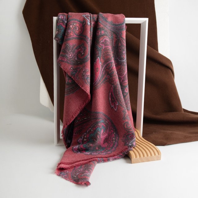 Xiao Hua Bufandas de flores de anacardo para mujer - Bufanda grande cálida de invierno con flores de anacardo para mujer, chales y abrigos para vestidos de noche, color rojo A