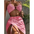 thumbnail image 4 of Afdoent Bikini Sets For Women 3 Piece Bathing Suits Halter Bathing Suits With Cover Up Skirt Beachwear, 4 of 4