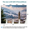 thumbnail image 3 of Peel and Stick Wallpaper winter townscape snowy rooftops medieval village Umbria central Italy Modern Art Wall Mural Decor Self Adhesive and Removable 69in x 98in, 3 of 8