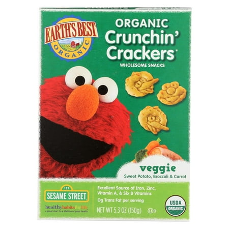 Earths Best Crackers - Organic - Crunchin Crackers - Veggie - Snack - 5.3 oz - case of
