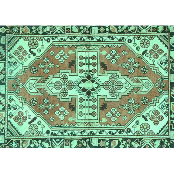 Ahgly Company Indoor Rectangle Persian Turquoise Blue Traditional Area Rugs, 7' x 9'