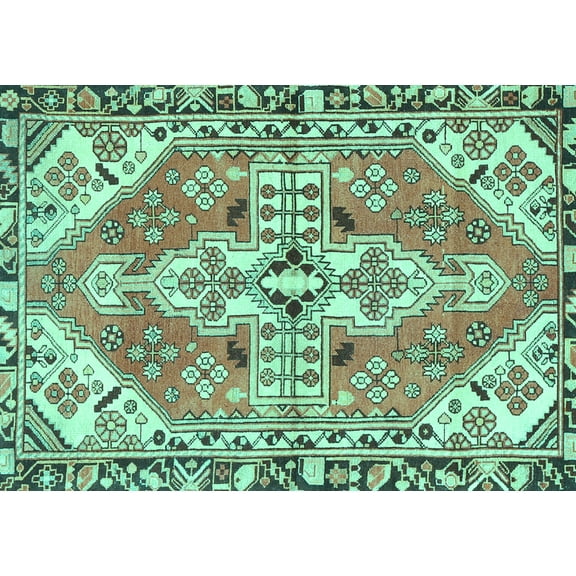 Ahgly Company Machine Washable Indoor Rectangle Persian Turquoise Blue Traditional Area Rugs, 5' x 7'