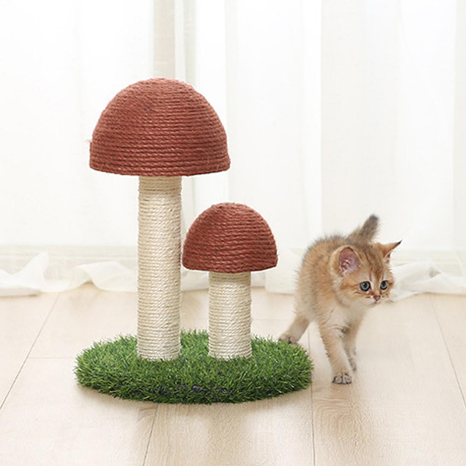 Bvdfgk Pet Cat Mushroom Scratching Post Natural Sisal Cat Scratcher for Domestic Cats Coffee with Ball