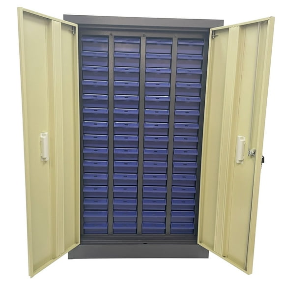 60 Drawers Part Cabinet Steel Plate Thickened Small Blue Drawer with Cabinet Door