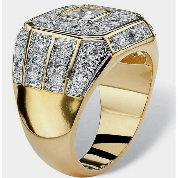 Men's Fashion 18K Solid Yellow Gold 2.15CT Natural Diamond Wedding Band