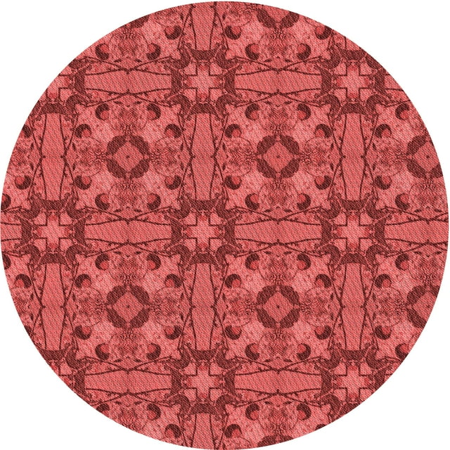 Ahgly Company Tapis d'Intérieur Lavables en Machine, Ronds, Rouges Transitionnels, Ronds de 3'