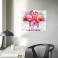 thumbnail image 4 of COMIO  Flamingos Canvas Wall Art Decor, Funny Two Pink Flamingos Kiss and Hug Watercolor Art Picture Paintings for Bathroom Living room Kids Room Kindergarten Modern Home Walls Decoration, 4 of 5