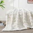 thumbnail image 5 of Home Soft Things Line Drawing Faux Fur Throw Blanket with Micromink Back, Luxury Soft Cozy Plush Fluffy Fuzzy Reversible Thick Warm Throw Blanket, 60x70 inches, White, 5 of 10