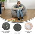 thumbnail image 5 of BizChair Small Gray Furry Refillable Bean Bag Chair for Kids and Teens, 5 of 9