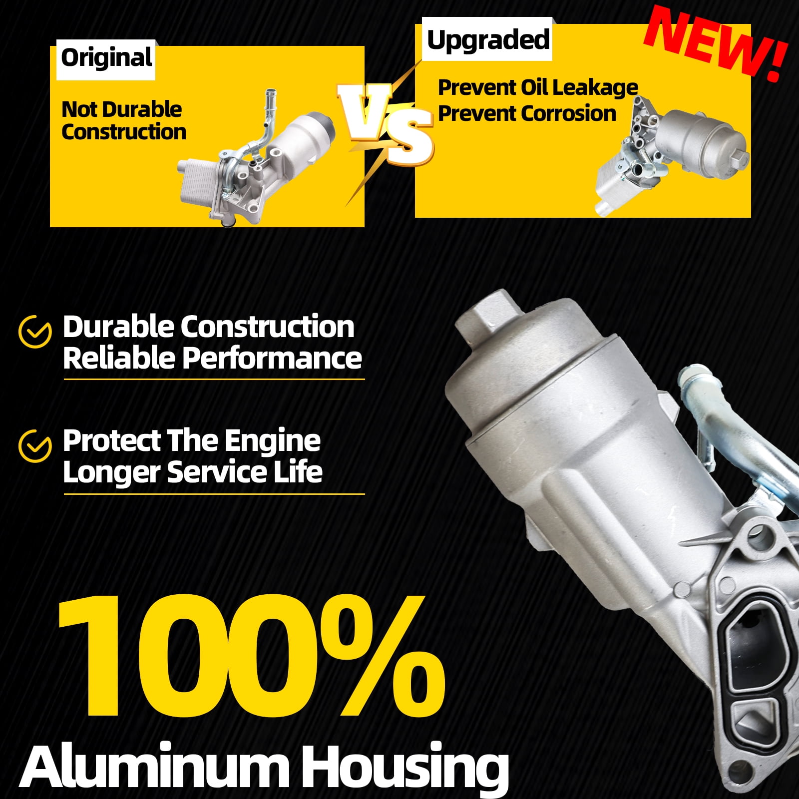 MITZONE Upgrade Aluminium Oil Cooler Filter Housing Assembly Compatible with 2016-2021 BMW 340i 340i GT xDrive X3 X4 440i 440i xDrive 540i 540i xDrive 640i 740i 740i xDrive 3.0L Replace 11428583895